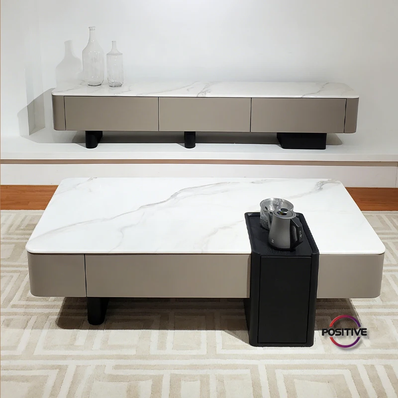 

#Living Room Set Sintered Stone Top Tv Stand And Coffee Table Console Set Solid MDF Body