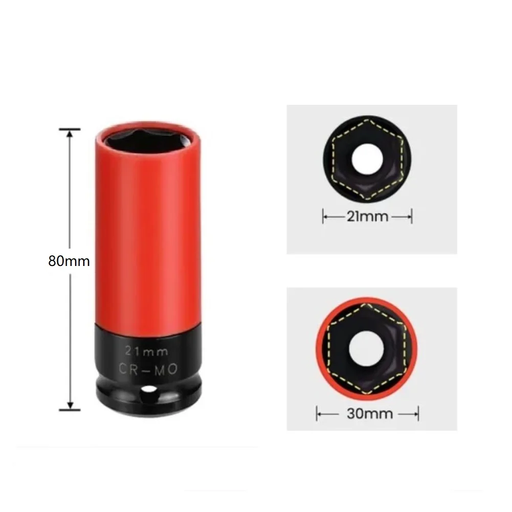 17/19/21mm Sechskant-Steckschlüssel für Druckluftschrauber, Reifenmontage, Radnabenschutz, 1/2 Zoll Schlagschutz-Steckschlüssel – Detail 9