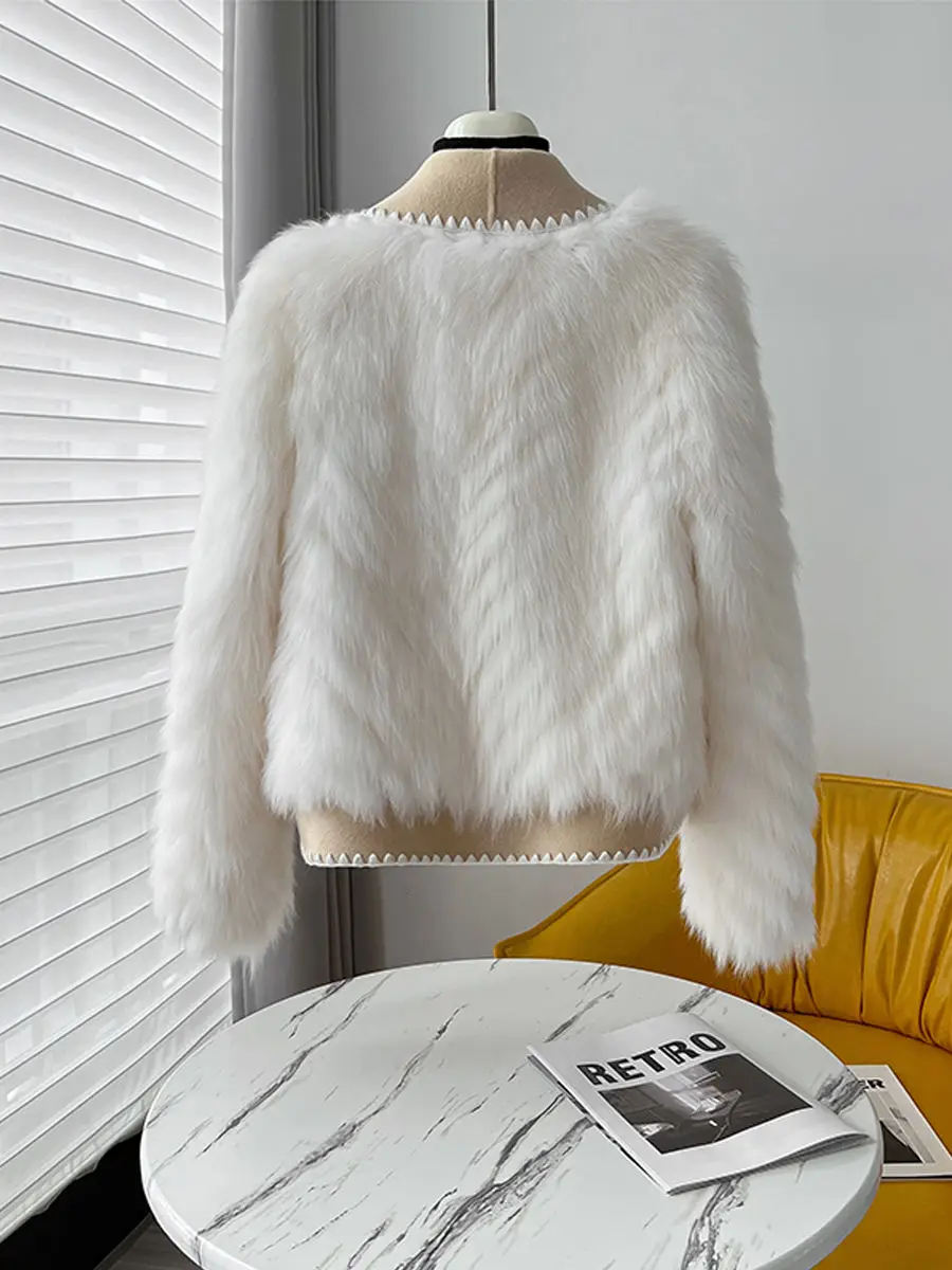 Nowy płaszcz z futra damski na jesień i zimę 2025, krótki modny kardigan