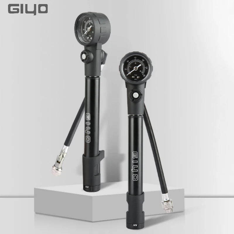 GIYO Shock/Tire Bicycle Pump 300psi High-Pressure Air Inflator With Gauge For Fork & Rear Suspension Mountain Bike Mtb Supplies