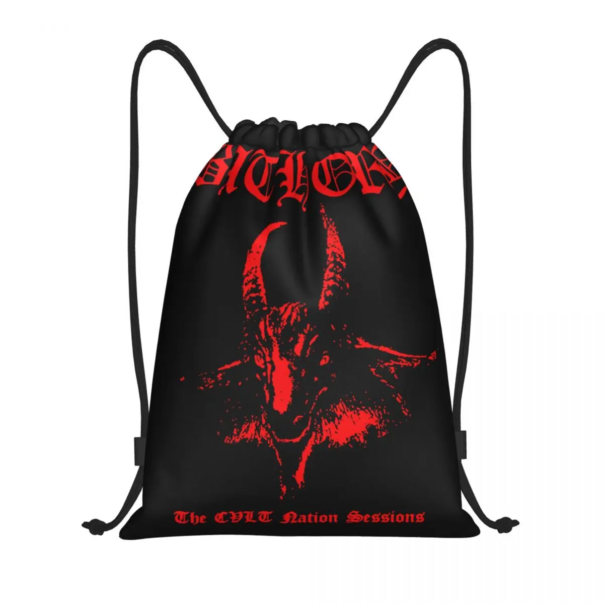 Swedish Black Metal Band Bathory Drawstring Backpack Sports Gym Bag String Sackpack for Exercise