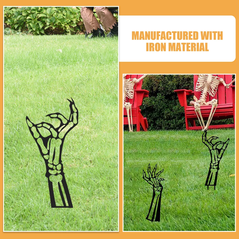 

3Pcs Halloween Hand Iron Yard Signs Outdoor Lawn Stakes Halloween Garden Decors Party Decoration Sign Stakes