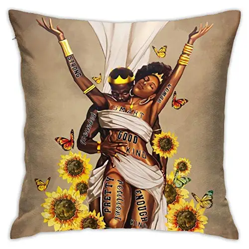 Throw Pillow Covers African Queen and King Couple Pillowcase Mordern Decorative Zippered Square Pillow Covers Home Decor