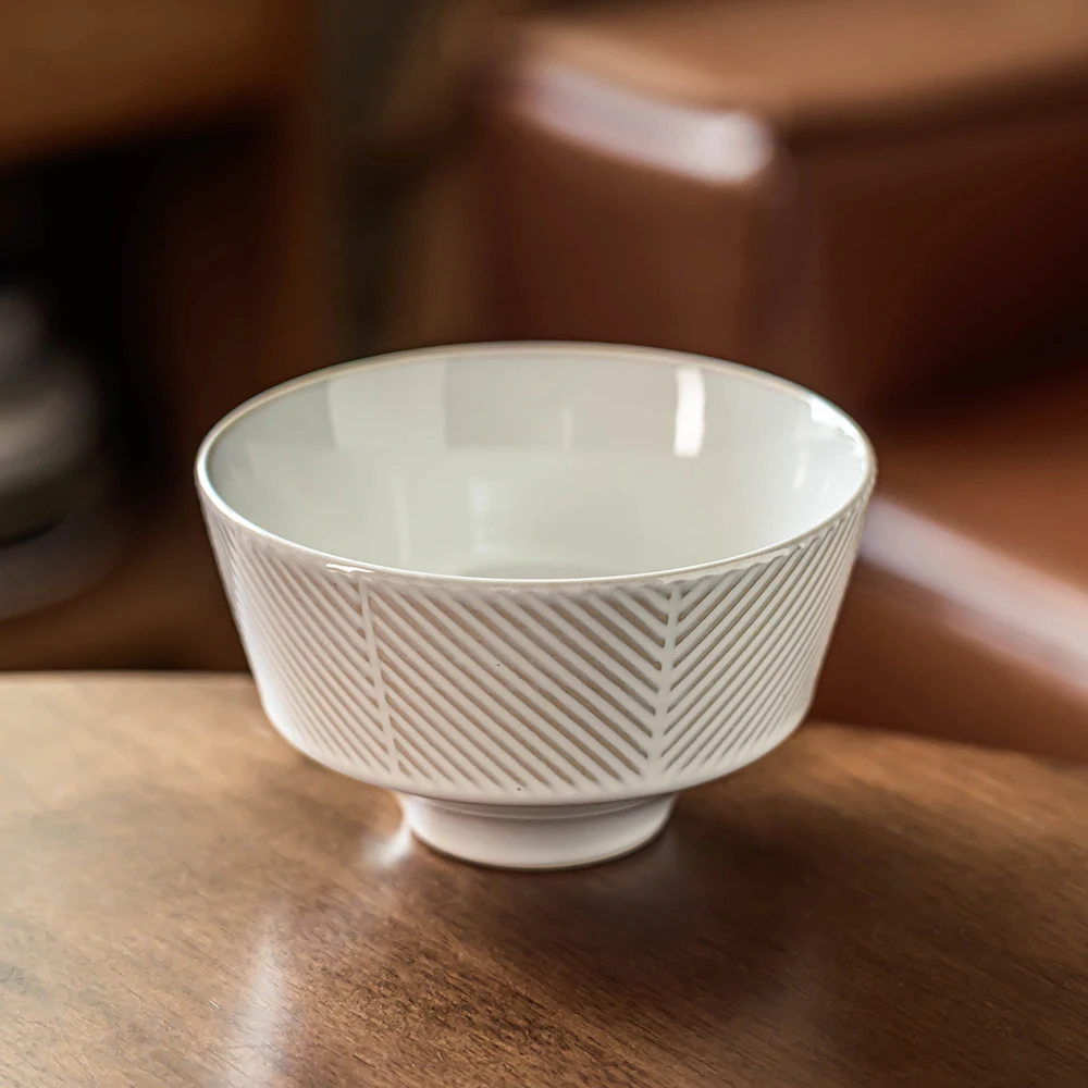 النمط الياباني خمر وعاء من البورسلين 5.5 بوصة مخطط أدوات مائدة سيراميك مستديرة الغداء حساء الأرز سلطة الأطباق لوازم المطبخ #4