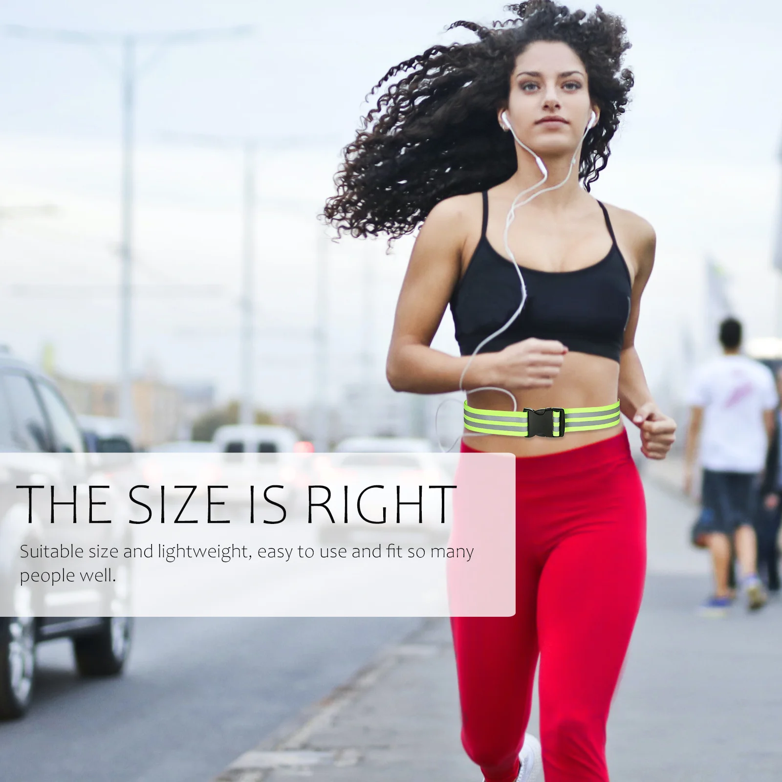 1 set Reflective Belt Wristbands Set Green High Visibility For Night Running Cycling Walking Workers Police Durable Lightweight