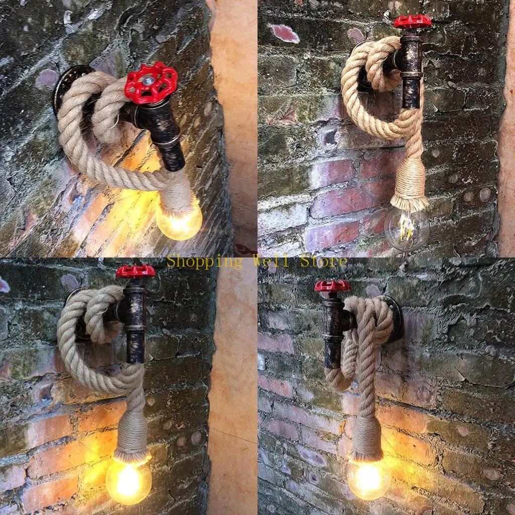 KX4B Lamp Water Pipe Wall Light Iron Metal Water Pipe Wall Lamp Light Fixture for Corridor Cafe Bar Home Bronze