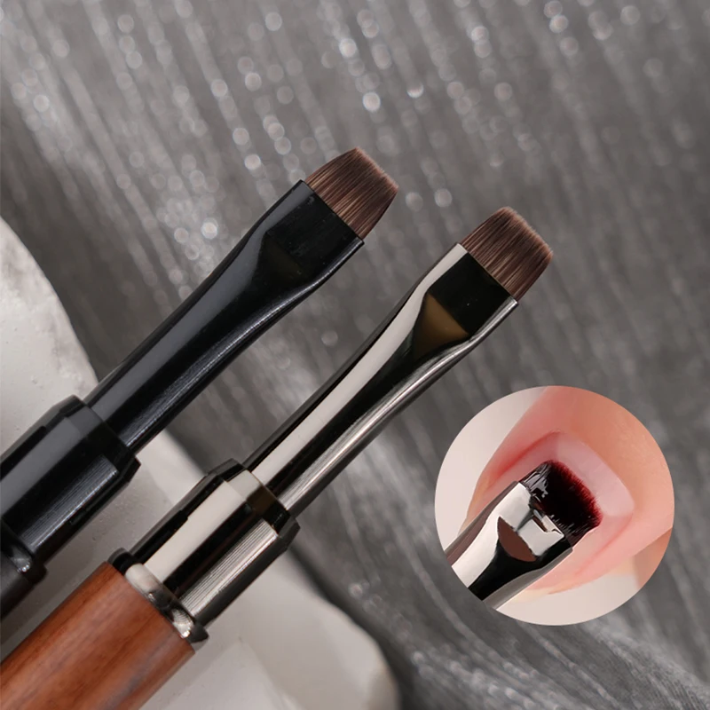 New 5mm Short Flat Nail Brush Set Acrylic Drawing Brush for Nails Sandalwood Handle  Painting Pen Nail Art Tool For manicure