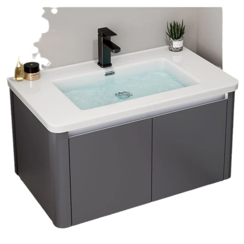 

Space aluminum, bathroom cabinet combination, ceramic integrated basin.