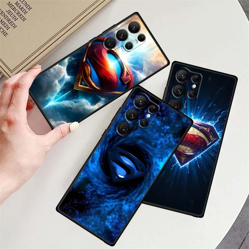 S-سوبرمان شعار بارد حار لسامسونج غالاكسي S25 S24 S23 S22 S21 S20 S10 الترا زائد FE 5G أسود لينة غطاء من البولي يوريثان الحراري جراب هاتف #2