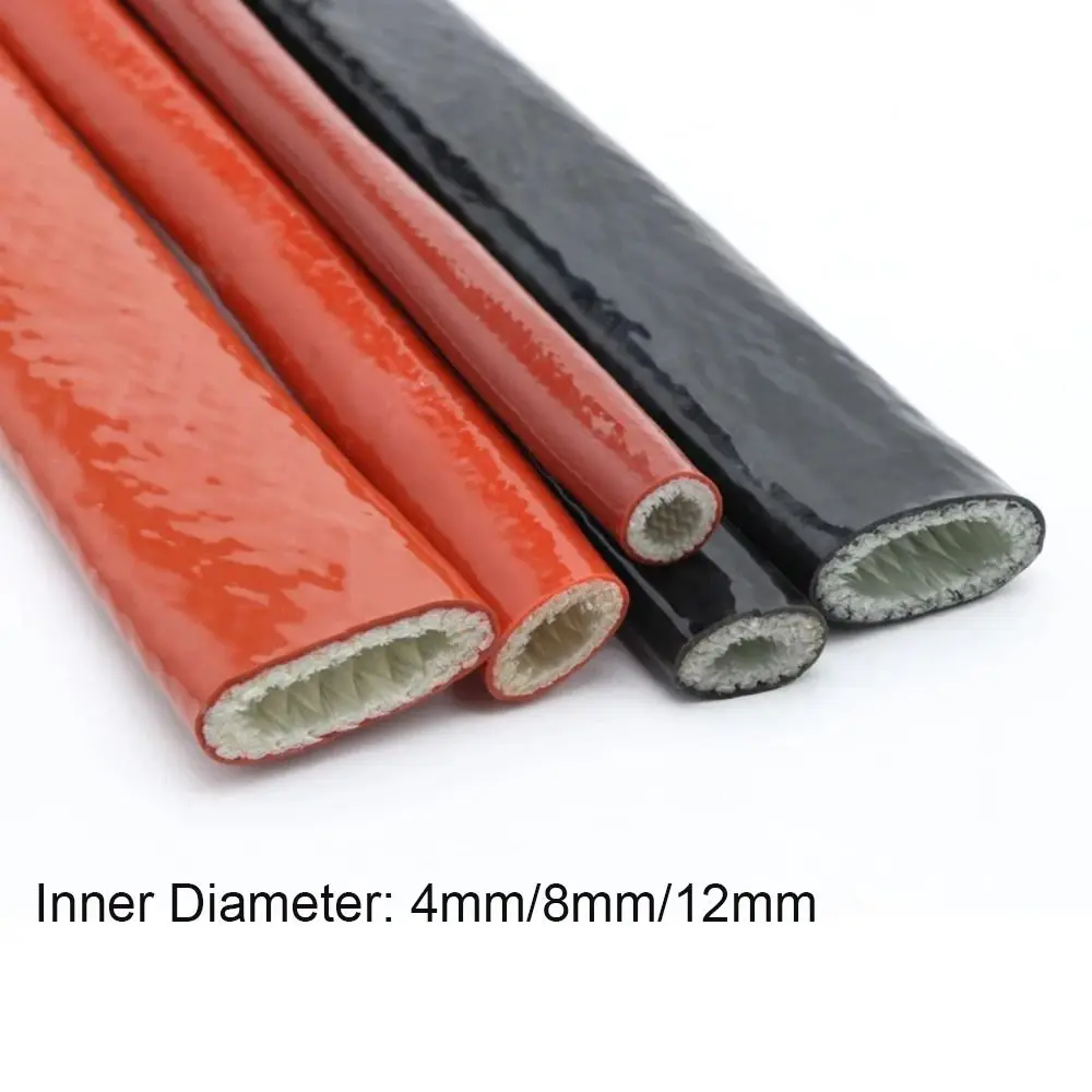 1M Silicone Coated Insulation Heat Shielded Heat Protection Thicken Fire Thermo Armor Tube Fiberglass Fireproof Sleeveing