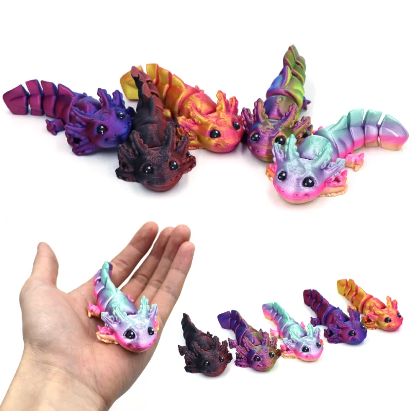 3D печатная игрушка саламандра на петлях с открытым ртом, смеющаяся детская рыбка, модель суставов, мобильность, подарок на день рождения для мальчиков и девочек, 1 шт.
