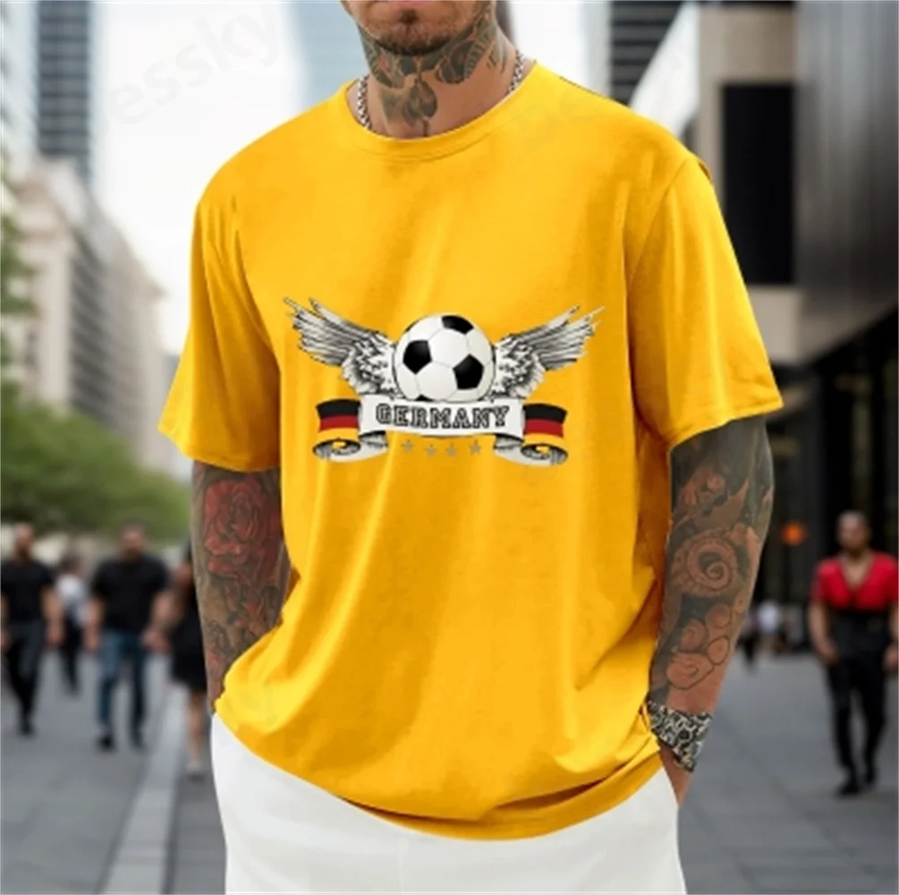 

World Cup Men's German Football Peripheral Partial Printed Round Neck Short Sleeve T-shirt