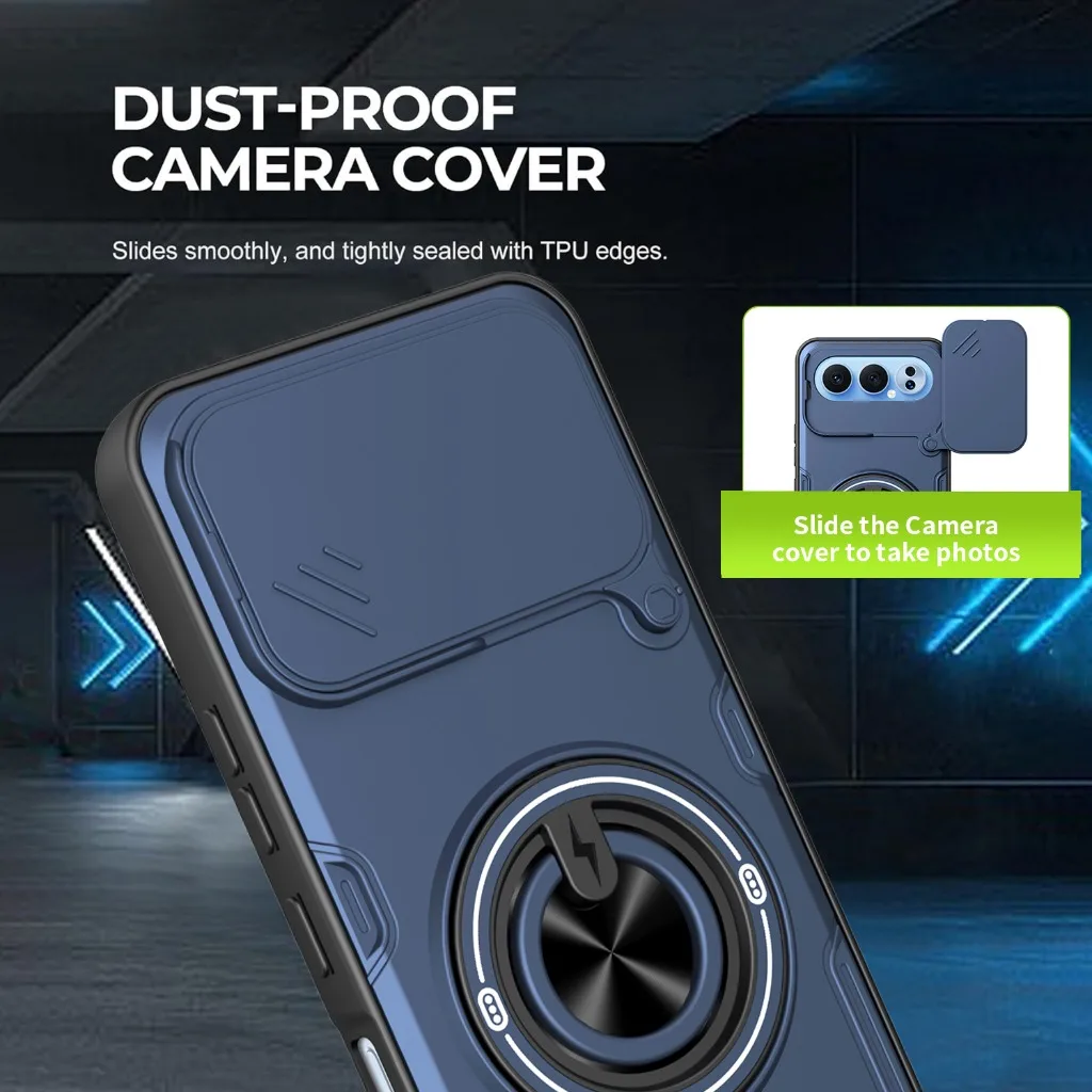 Slide Camera Lens Protector 360° Ring Holder Stand Armor Phone Case For Honor 400 Smart 500 Pro Magic7 Magic8 Lite X8C X9C X9D view 4