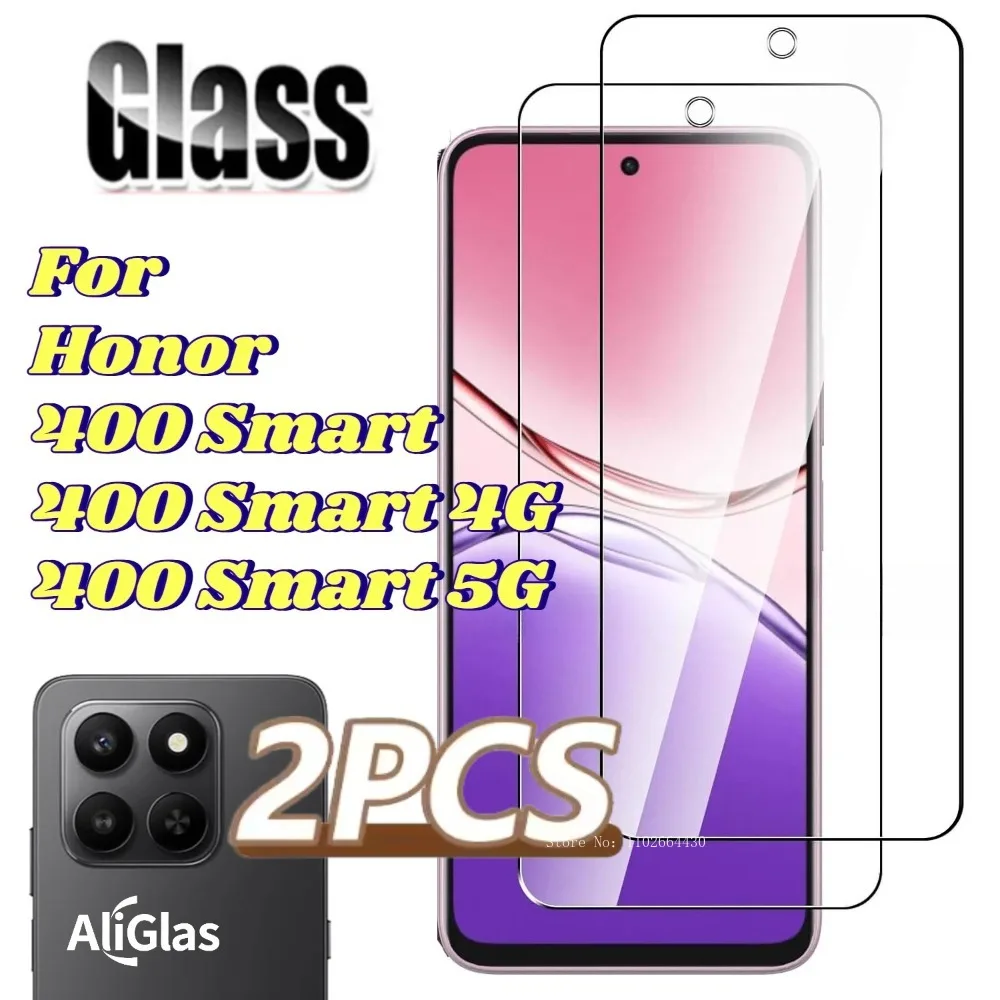 2 Pcs HD  Tempered Glass Films For Honor 400 Smart 5G 9H Glossy Screen Protector Film For Honor 400 Smart 4G With Black Border