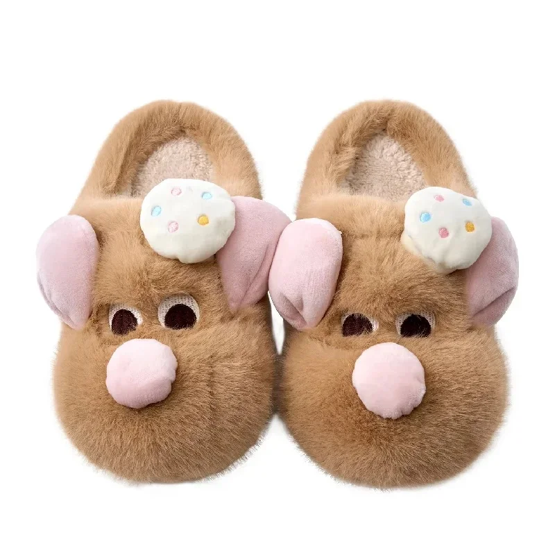 2026 New Autumn Winter Women Mouse Cotton Slippers Thickened Warm Furry Non Slip Indoor Outdoor Plush Home Slippers