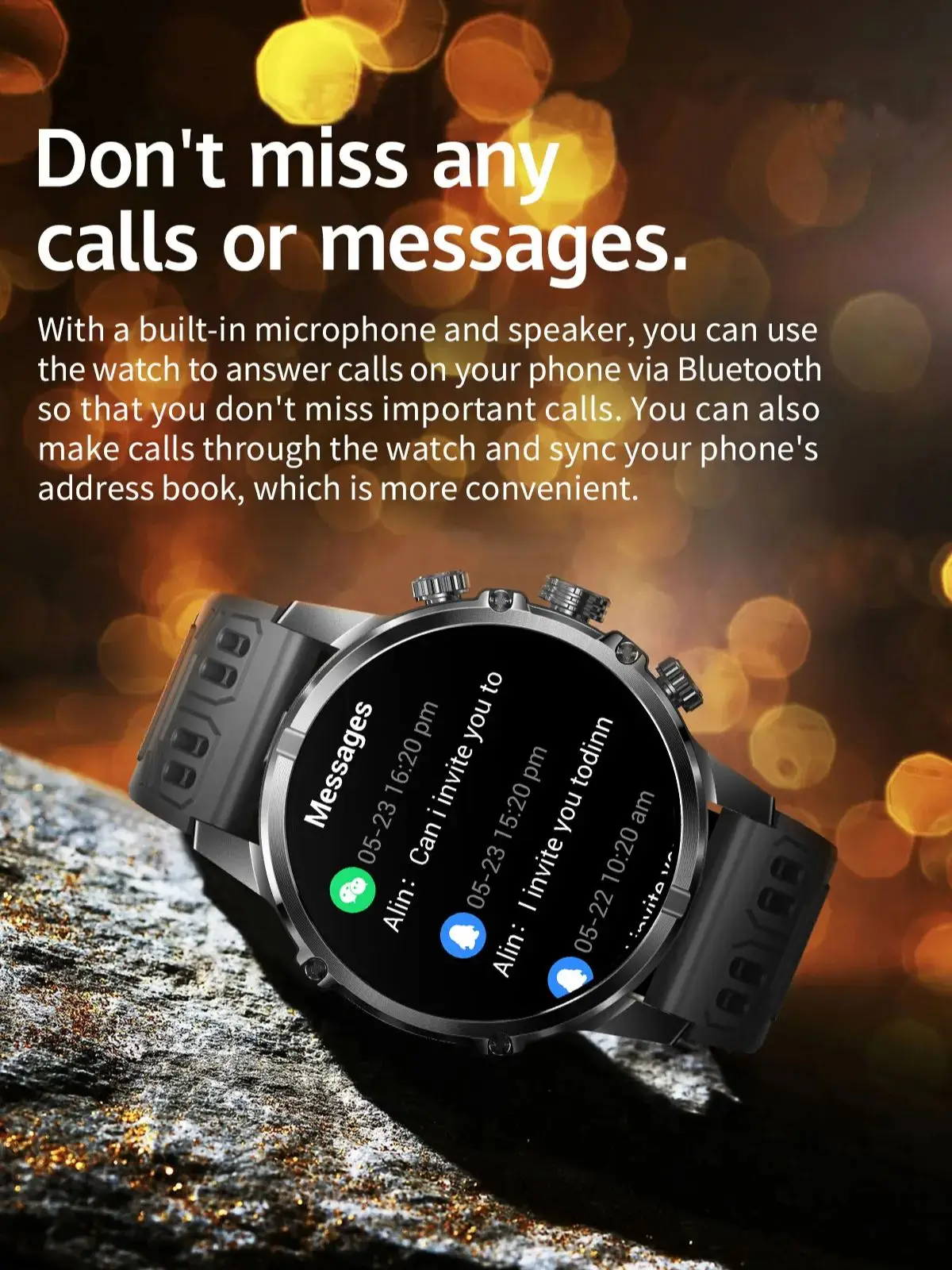 1.75" AMOLED Screen Smart Watch Men LED Flashlight Bluetooth Call Bracelet 600mAh Heart Rate Monitor Outdoor Sports Smartwatch