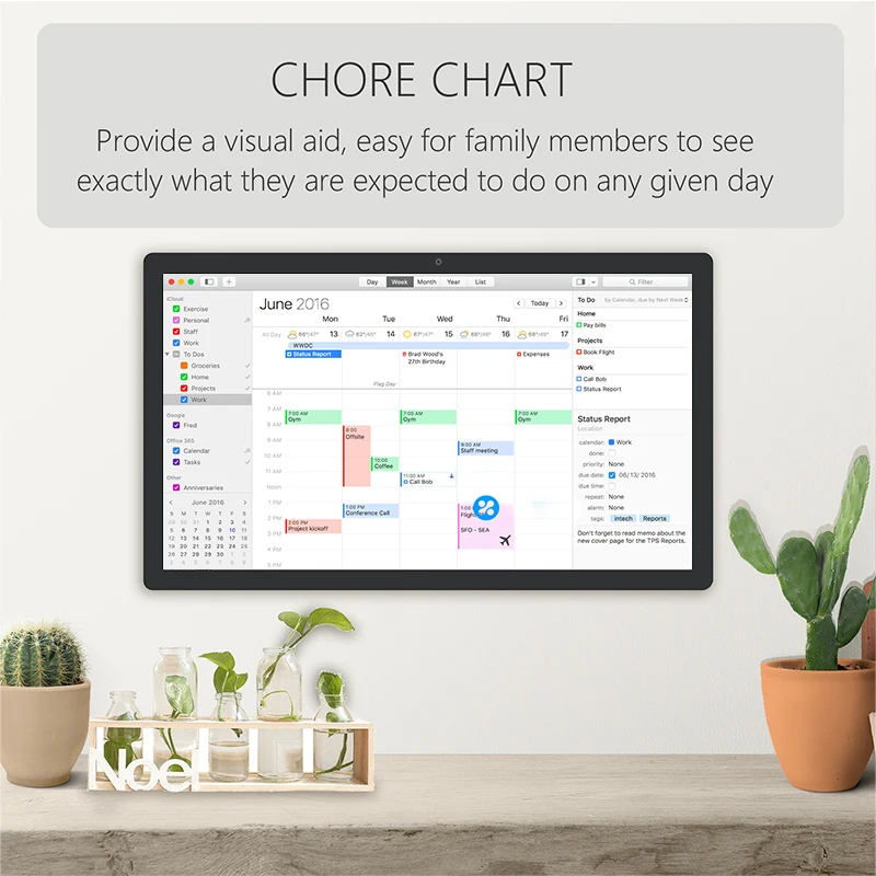 TouchWo 15.6-43 Inch Android Touchscreen Digital Calendar & Wall Planners, Smart Calendar for Chore Chart & Work Schedule