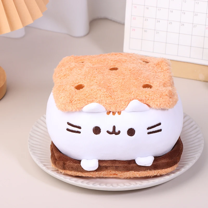 Kawaii Chocolate Cookie Fat Cat Plushies Animal Pillow Accompany Toy Home Decoration