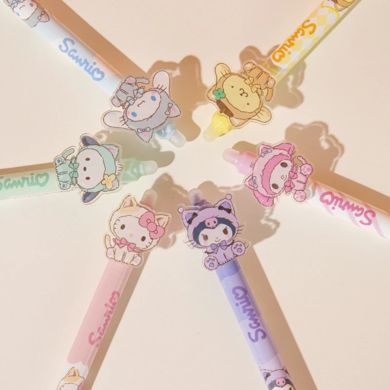 Sanrio أنيمي قابل للمسح هلام القلم ، Kawaii ميلودي ، لطيف الكرتون ، الأزرق ، الأسود ، الكريستال ، ممارسة الكتابة ، محايد ، 0.5 مللي متر