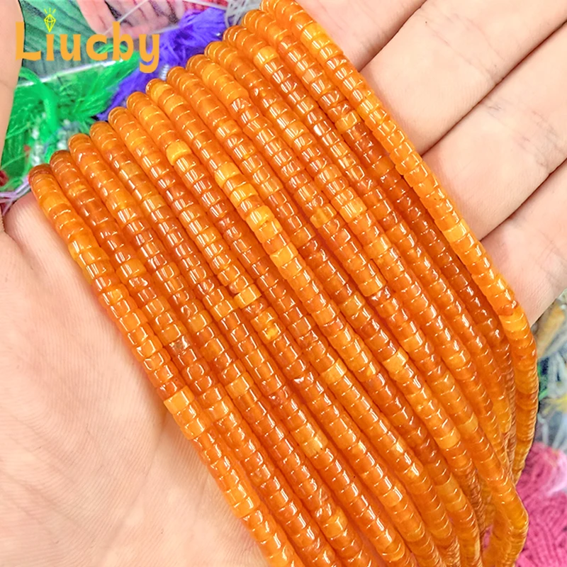 Naturstein, orangefarbene und gelbe Abstandshalter, handgefertigte kleine Perlen für DIY-Schlüsselanhänger, Kopfschmuck, Fußkettchen, Accessoires, 15 Zoll, Großhandel, 2*4 mm – Detail 5