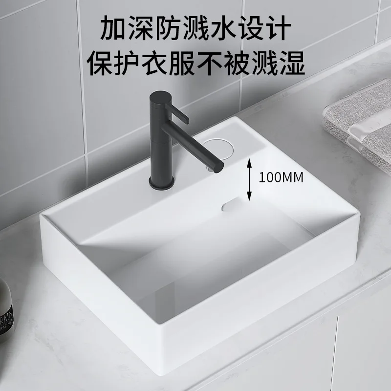 Bathroom Wash Basin Ceramic European Golden Finish for Hotel for Commercial Easy Clean, Ceramic Vanity Sink