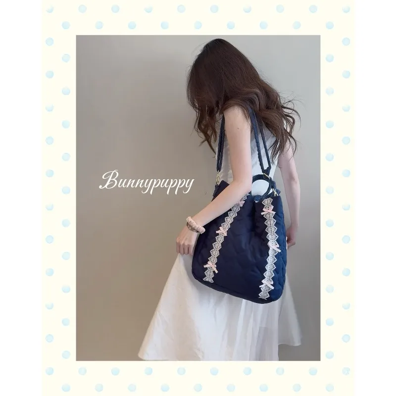 Original Japanese Sweet Bow Tote Bag Autumn New Fashion Large-capacity Messenger Backpack Comfortable Soft Portable Shoulder Bag
