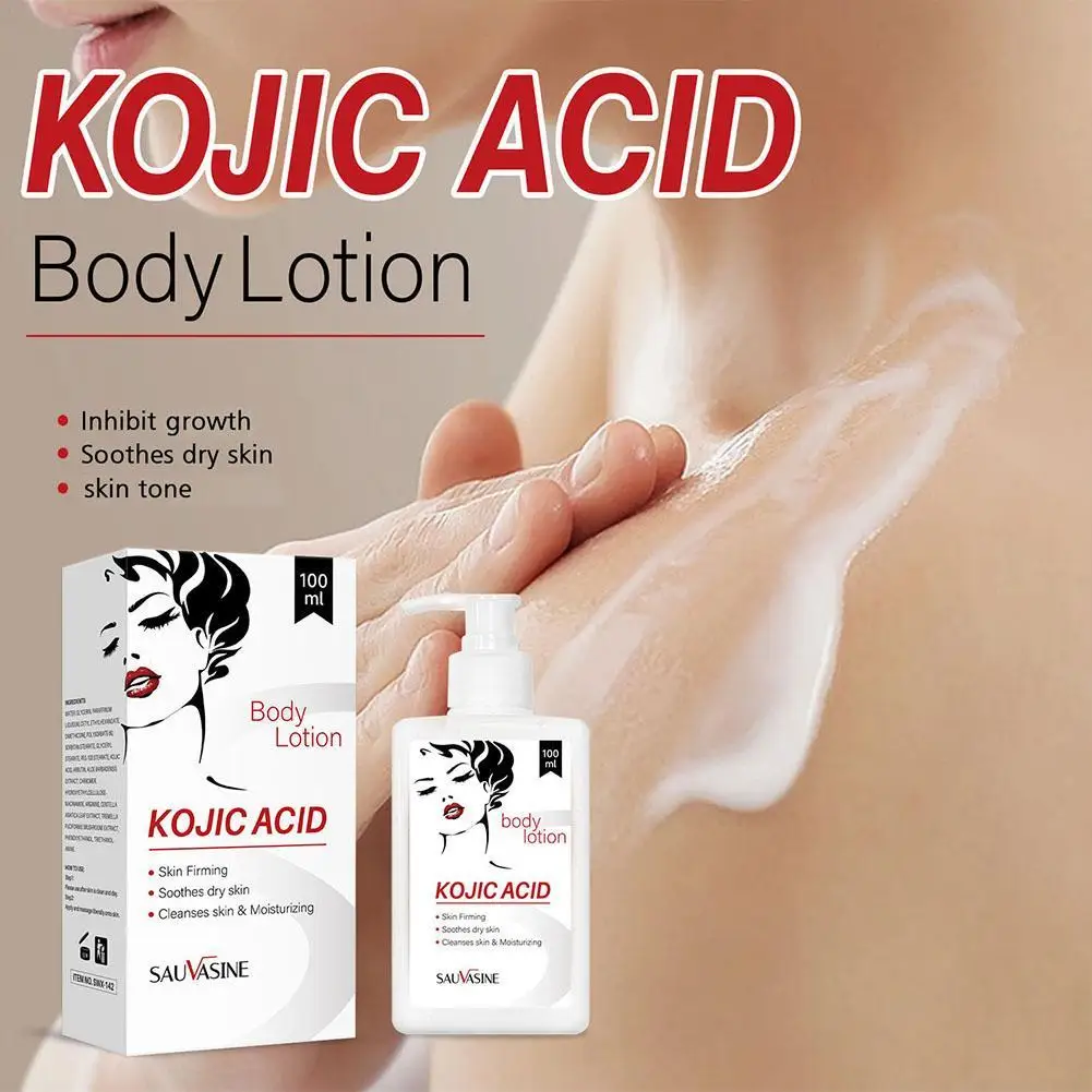 100ML Kojic Acid Body Lotion Skin Brightening Even Skin Tone Bleaching Moisturizing Body Cream Nourishing Smoothing Skin Care