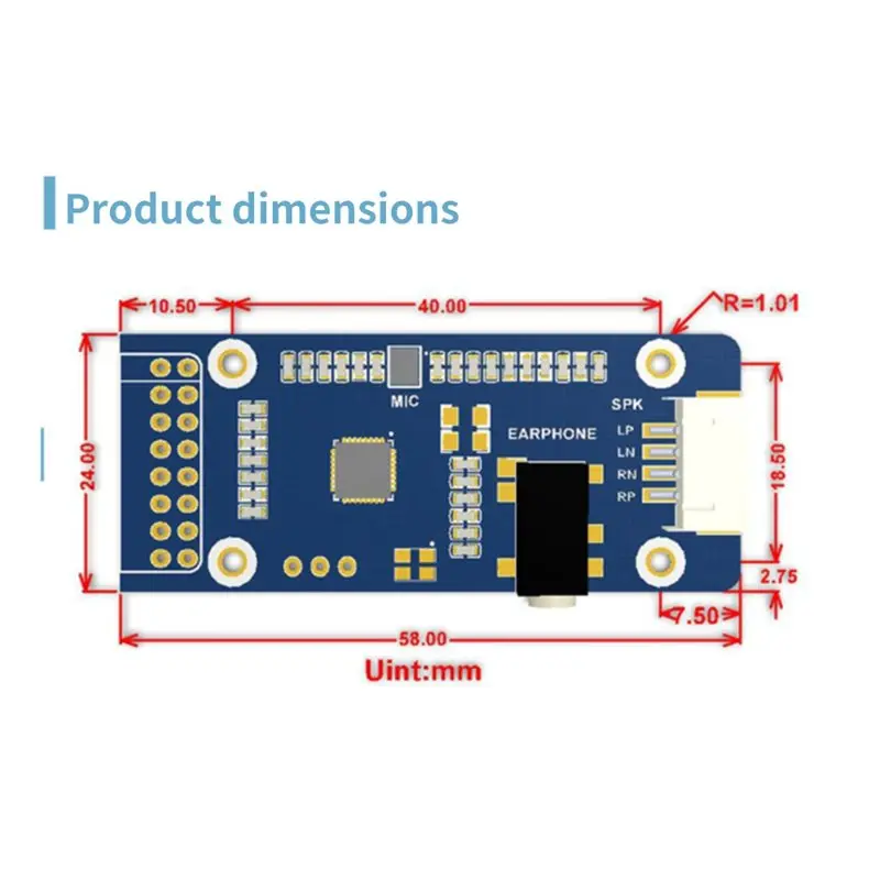 Leading-WM8960 Audio Codec Module(2 Pieces) For Raspberry Pi 5/7 Inch LCD Display Including 8Ω 5W Speaker For DIY Monitor Projec