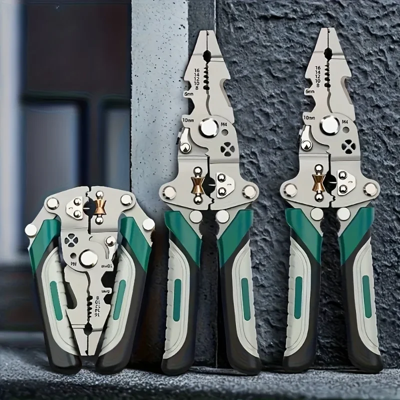 Foldable Multifunctional Electrician Wire Stripper Industrial Grade Wire Cutter Crimper Stripping Pliers for Electrical Wires