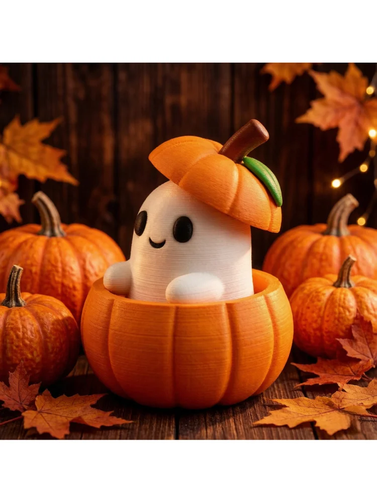 Set mit Kürbisbasis, Geist und Hut, Kreative 3D-Gedruckte Halloween-Kürbis-Elfen-Dekoration, Tischdekoration für Feiertagsszenen, Zuhause