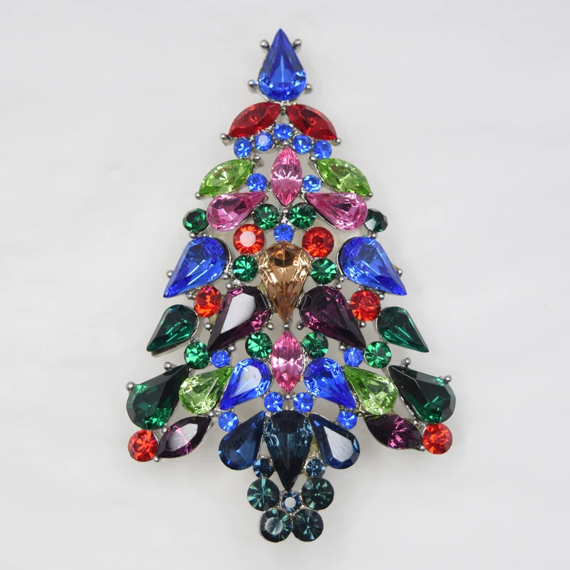 

12pcs/lot Wholesale Luxury pretty Pear Shaped Rhinestone Marquise Christmas tree Pin brooches Christmas Gift Party prom C101552