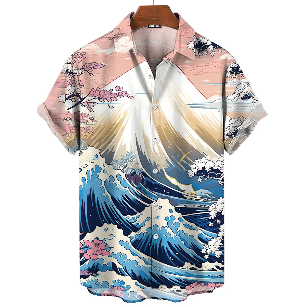 

Sea Landscape Clothing 3d Print Shirts Men Fashion Hawaiian Shirt Short Sleeve Casual Beach Shirts Single-Breasted Shirt Men's