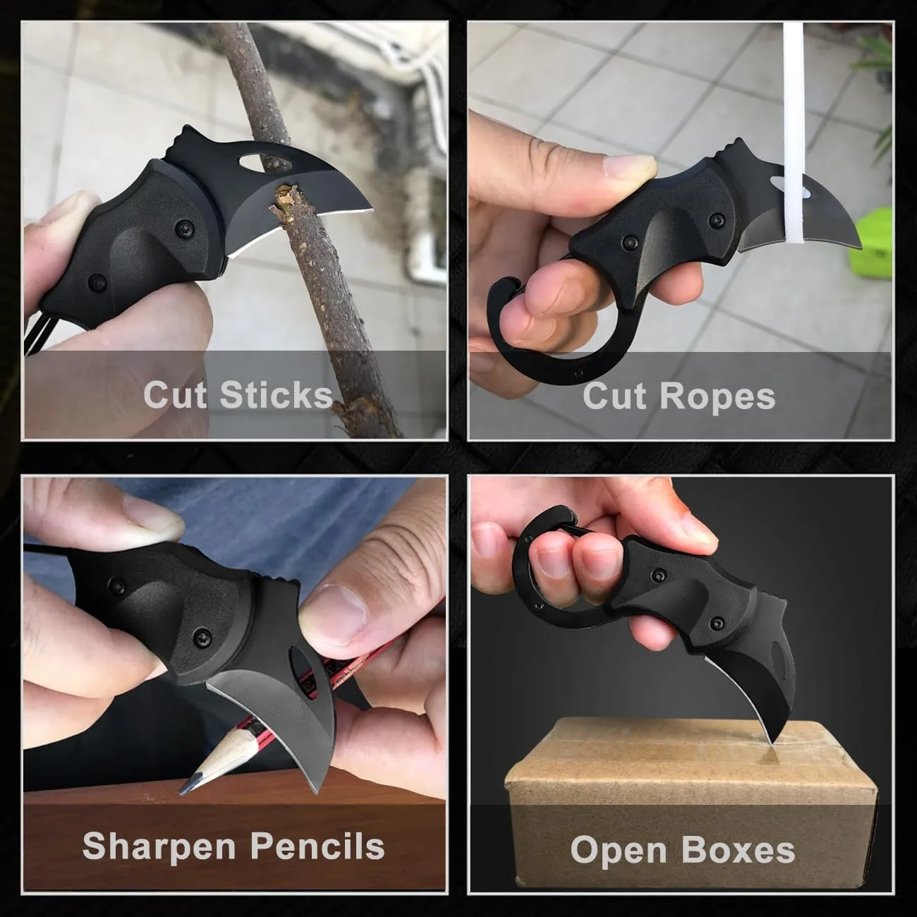 1 Llavero Multiherramienta - Mini Cortador de Cajas, Abrepaquetes Compacto EDC para Hombres, Gadget Multifunción para Camping, Pesca y Senderismo, Regalos para Hermano o Esposo (Negro)