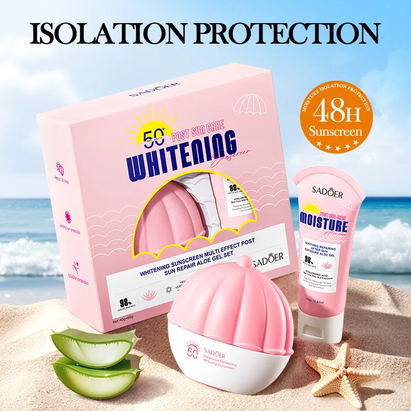 

Солнцезащитный гель с алоэ вера, высокая степень защиты SPF 50+PA++, отбеливающий, водостойкий, устойчивый к поту, с длительным увлажняющим эффектом, 60 г.
