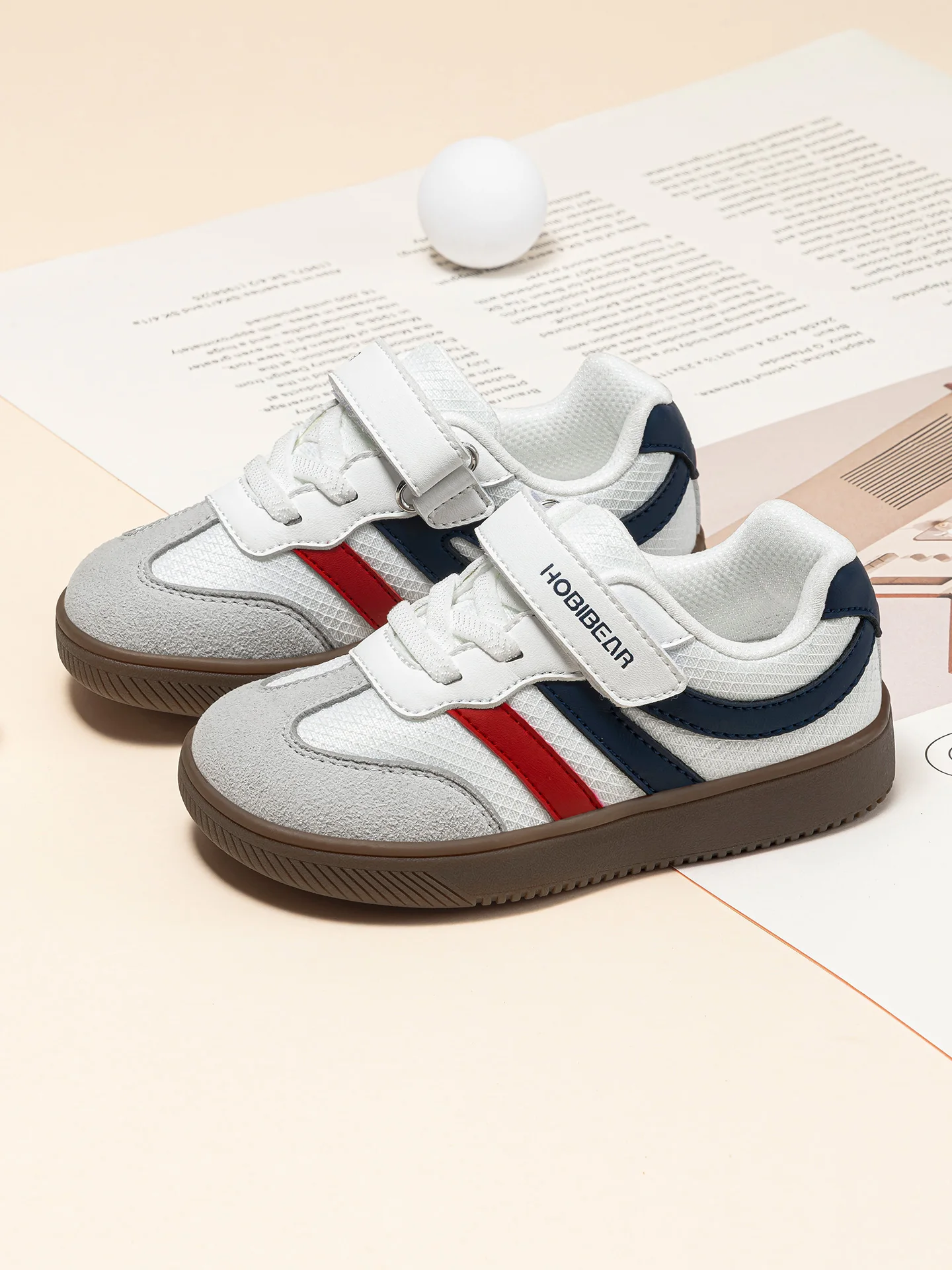 HOBIBEAR Schuhe mit breiter Zehenpartie für kleine Kinder, leichte Turnschuhe mit Klettverschluss, Kunstleder-Mesh-Wanderschuhe für Kleinkinder – Detail 15