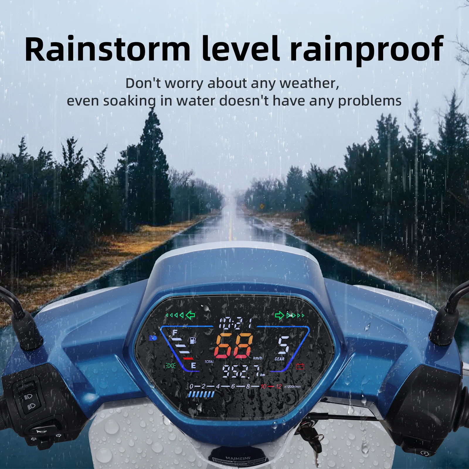 عداد السرعة الرقمي للدراجات النارية ، مقياس الدراجات النارية ، مقياس سرعة الدوران ، عداد المسافات LCD ، موجة هوندا ، موجة #3