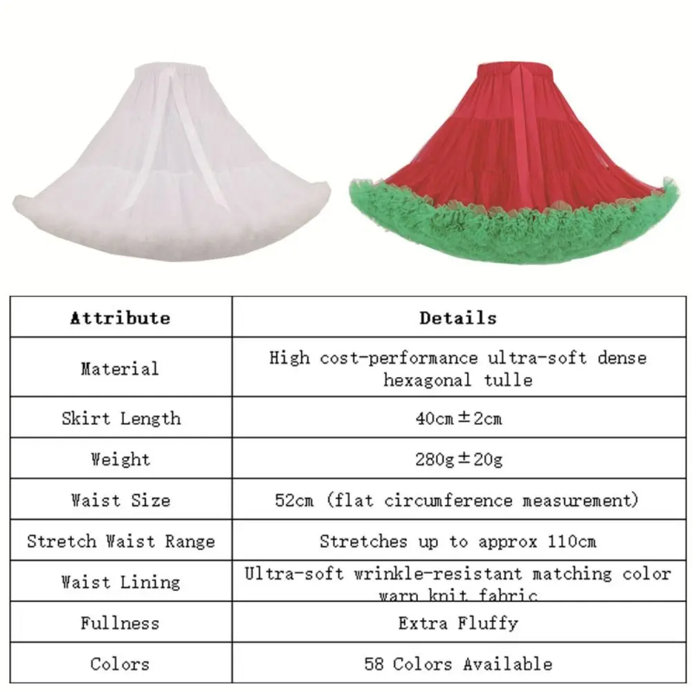 58 Styles No Bone Petticoat Pleated Design Elastic Waist Lolita Tutu Skirt Slight Stretch Snag Resistant Hexagon Mesh Crinoline