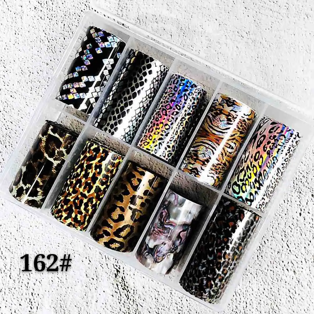 10rolls/box Animal Print Nail Foils Stickers Decal Sliders Transfer Foil Wrap Leopard Nail Art Sticker 4*100cm