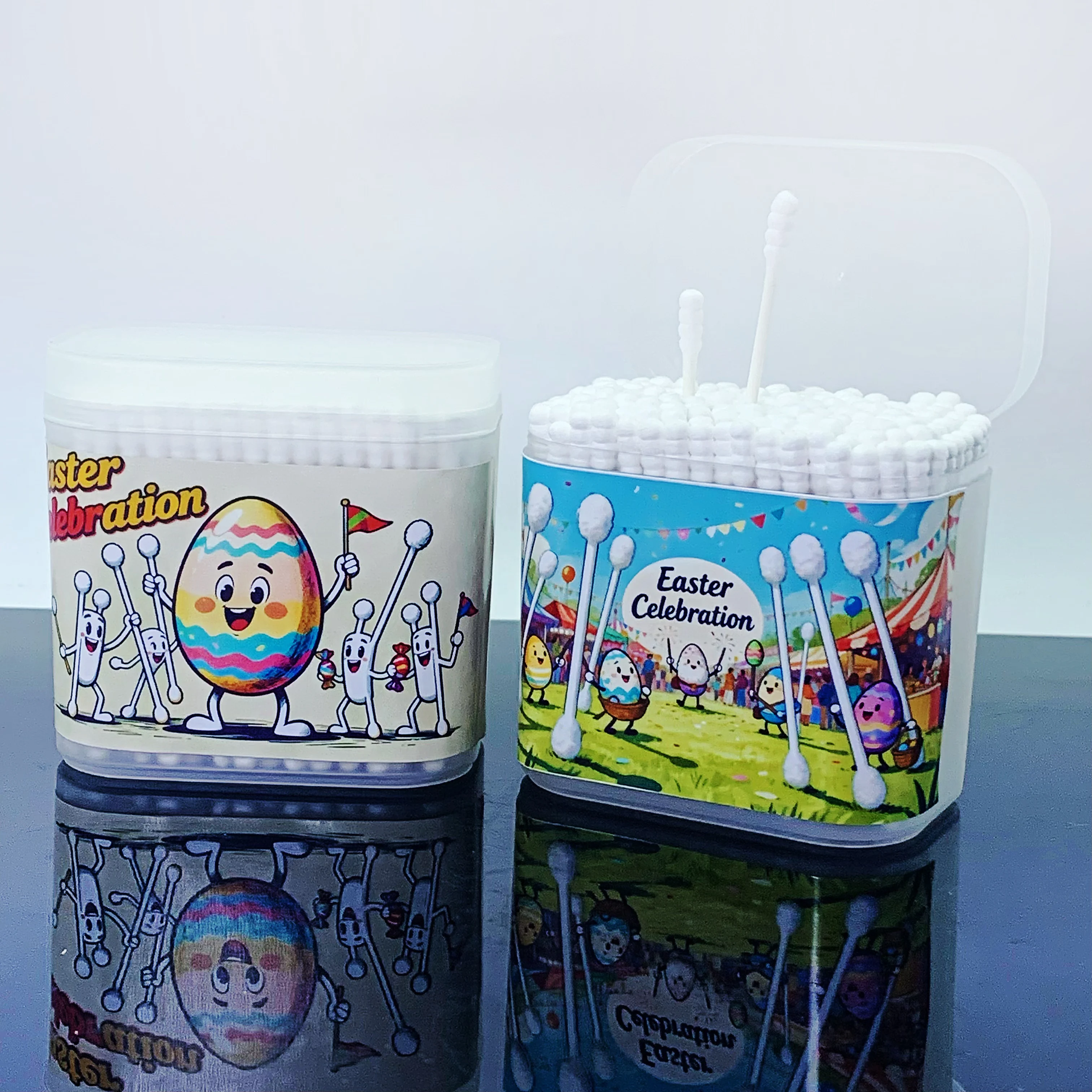 200 قطعة عيد الفصح تحت عنوان برأسين المسمار ملعقة مسحات القطن للبالغين ، أرنب بيضة عيد الفصح مهرجان أعواد قطنية العصي