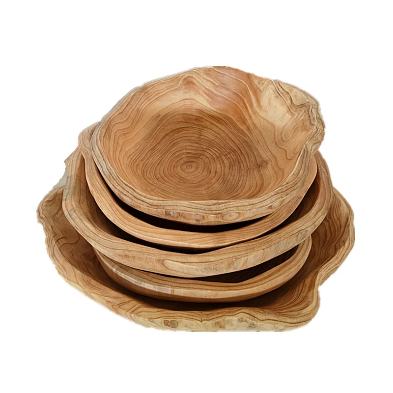 

Handmade Natural Wood Fruit Tray - Irregular Shaped, Multifunctional for Snacks,Bread, Desserts, Candy & Salad for Home Decor