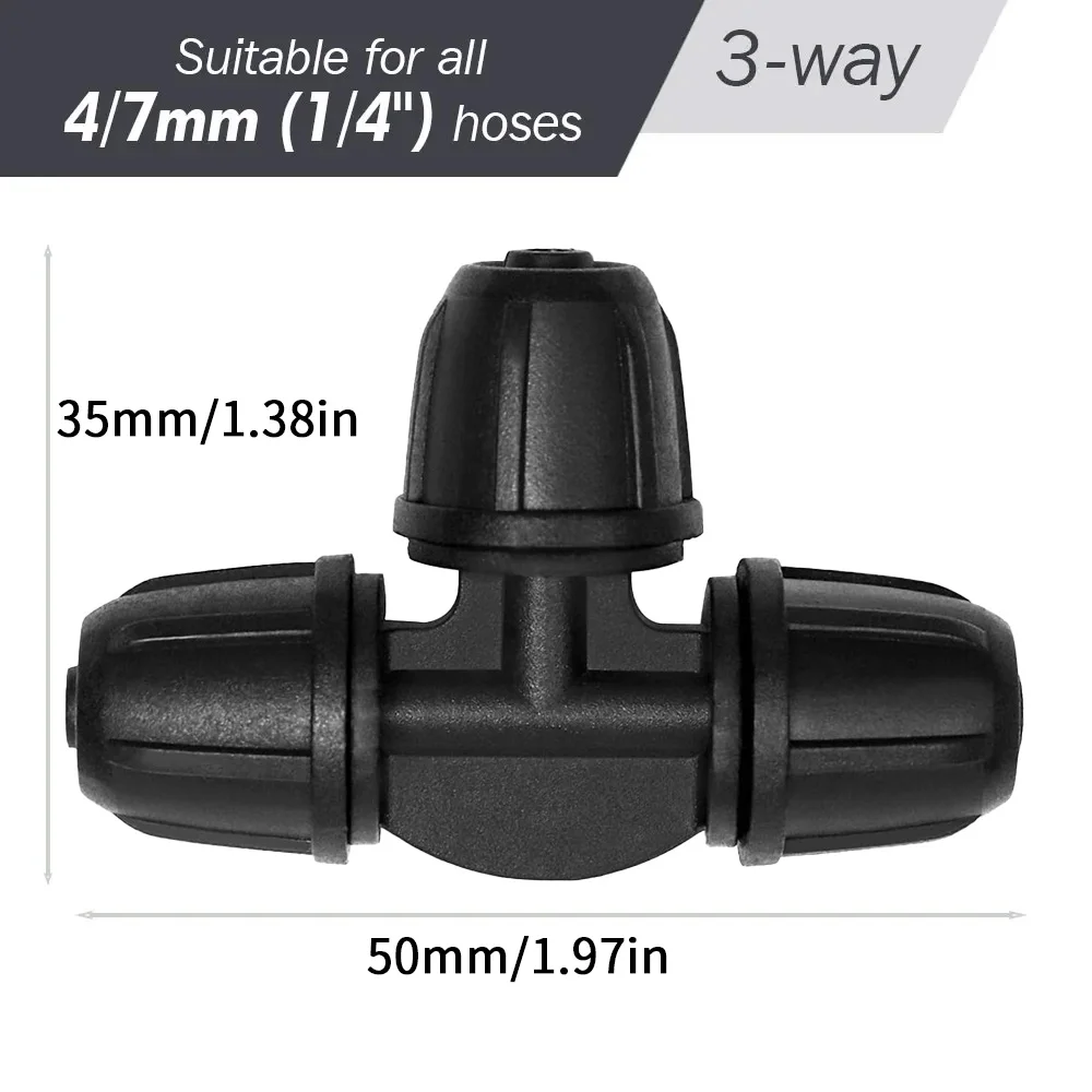 30PCS Garden 4/7mm Hose Lock Drip Irrigation Joint for Watering Tube Fitting Adapter Tee 1/4