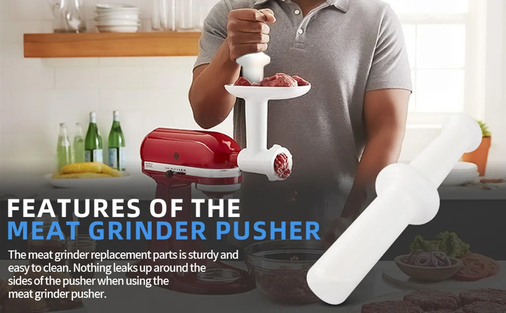 

Home meat grinder mixer accessories push rod, KitchenAid compatible meat grinder propeller feeding rod accessories