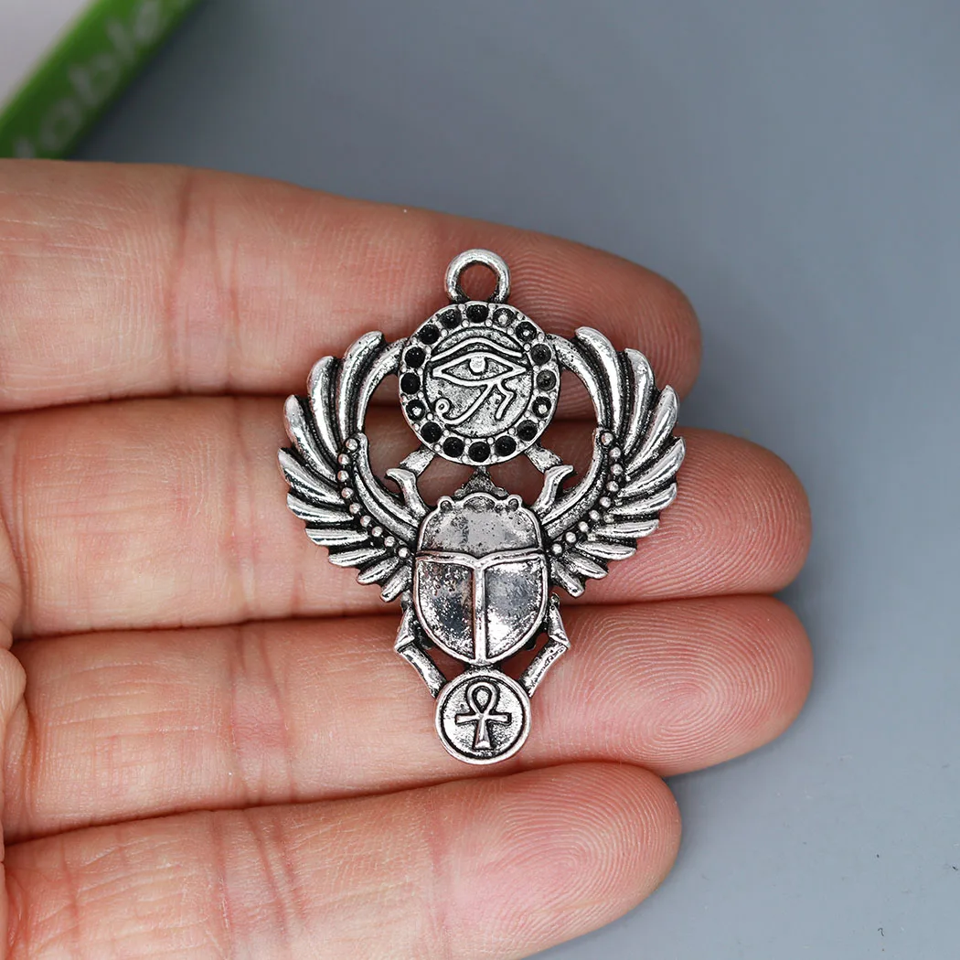 3Pcs/lot  Egyptian Beetle Scarab Charm Pendant For DIY Necklace Handmade Jewelry Making