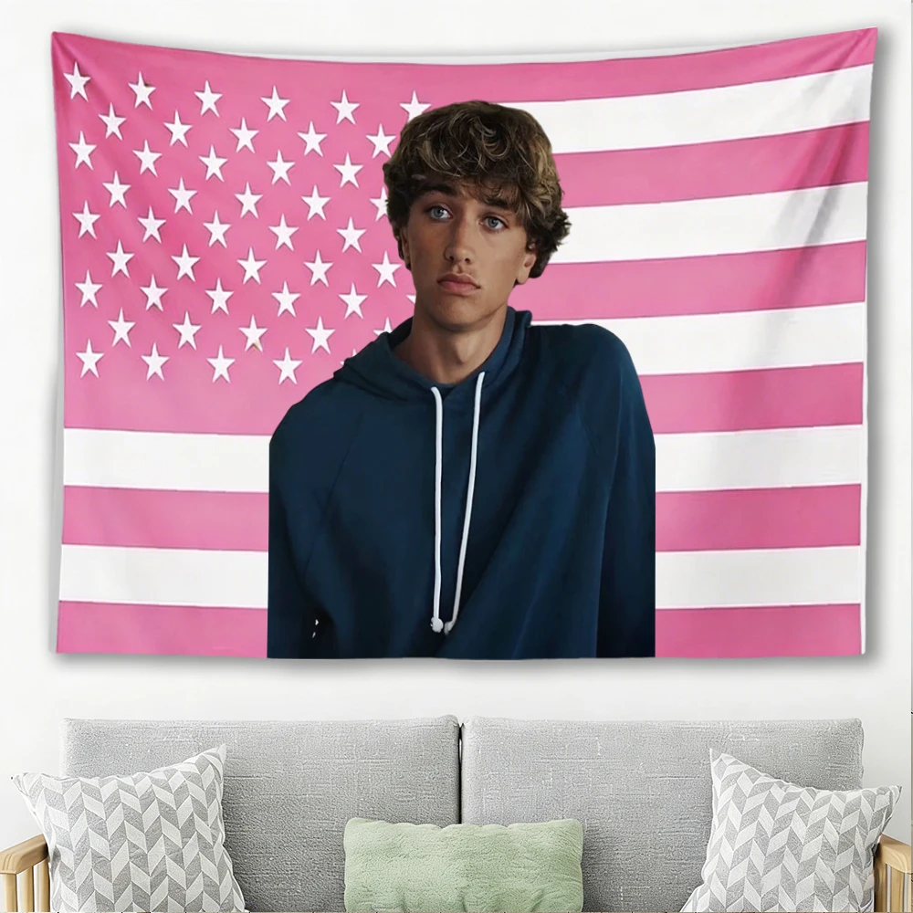 Jeremiah F-Fisher Pink American Flag Tapestry Celebrity Portrait Wall Hanging Dorm Bedroom Fan Decor