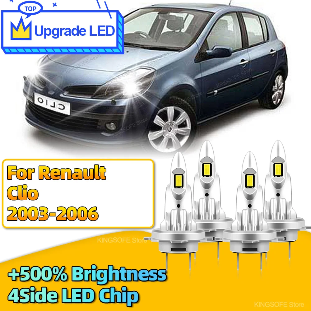 

2/4 шт. светодиодные автомобильные фары 180 Вт, мощные лампы 6000K, Plug & Play для Renault Clio 2003-2006, автолампа