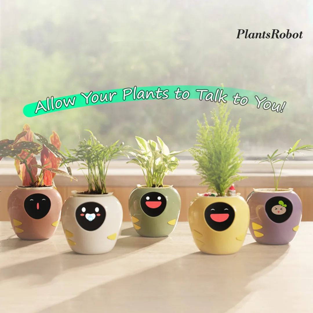 AI intelligent flower pot emotional healing automatic watering office decompression cute pet companion intelligent voice robot