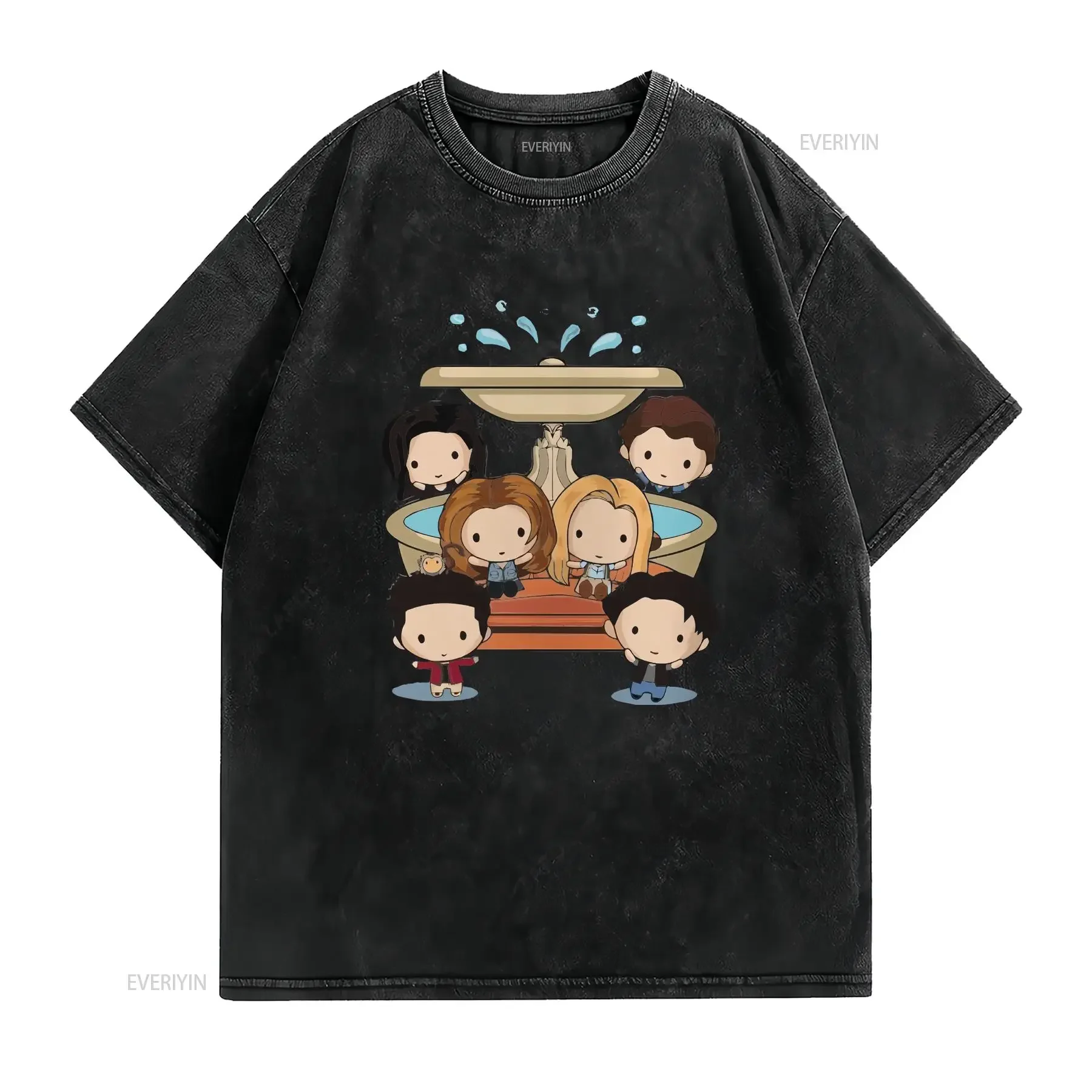 friends shirt central perk tee tv show clothing vintage Washed homme Comfortable Stylish streetwear Breathable Unisex Casual