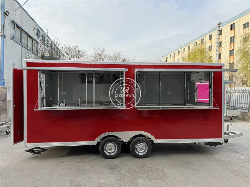 

Outdoor Street Mobile Food Truck Customized Coffee Cart With Wheels Concession Fast Food Trailer For Sell