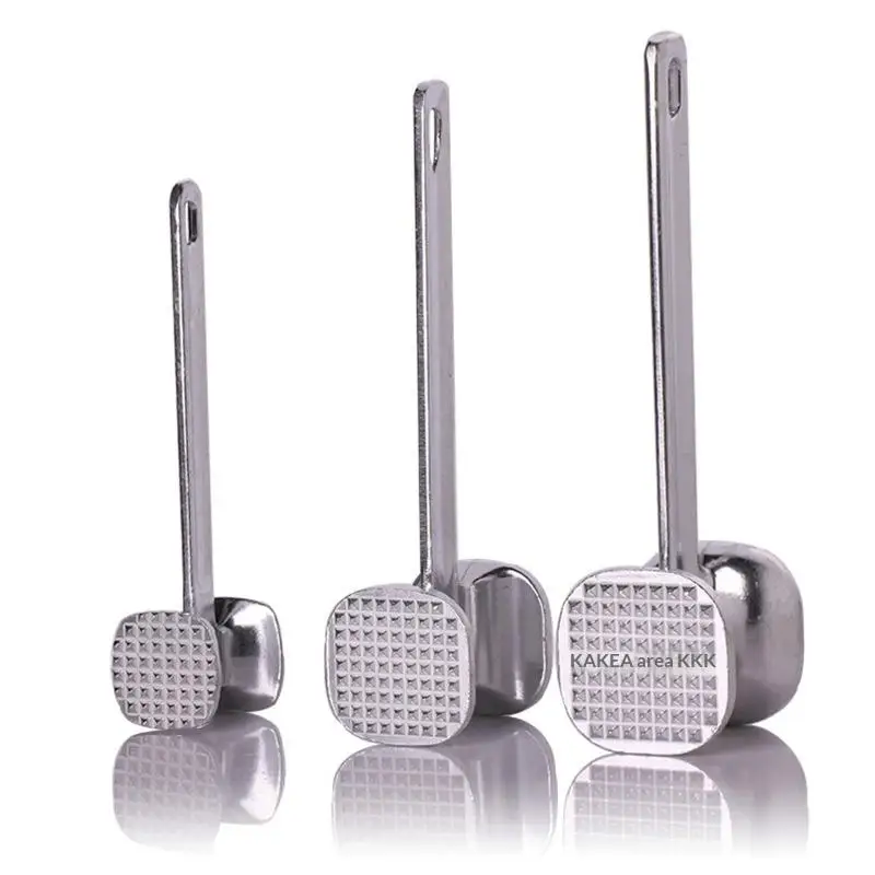Stainless Steel Double-Sided Square Meat Tenderizer Hammer FoodSafe Kitchen Tool