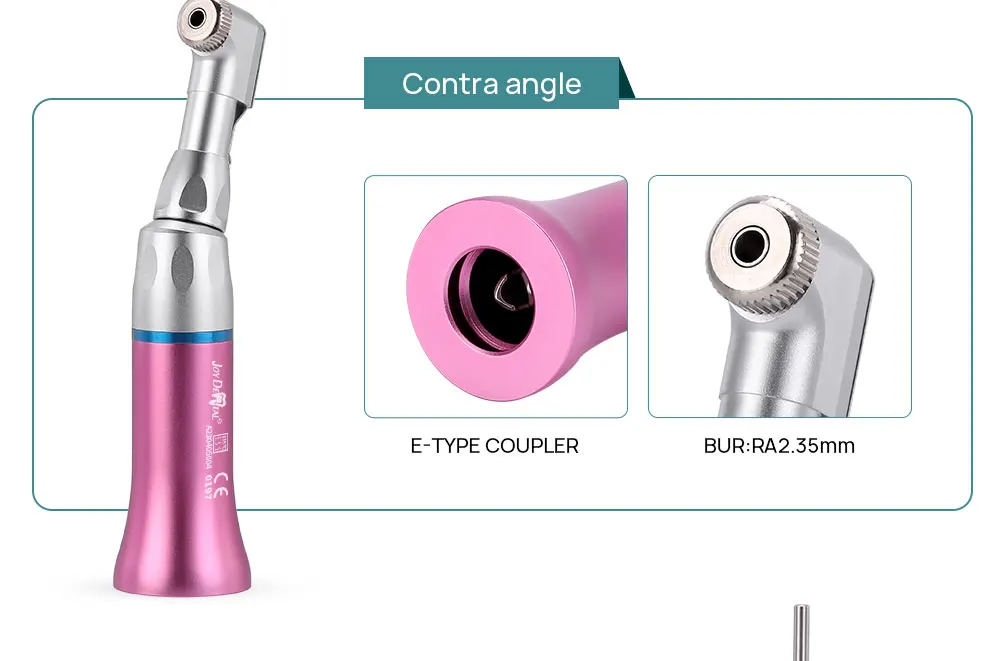 JOY DENTAL Dental Color Handstück-Set mit hoher und niedriger Geschwindigkeit, Druckknopf, Winkelstück, Einweg-Wasserspray, Luftturbine, 2/4 Löcher – Detail 3
